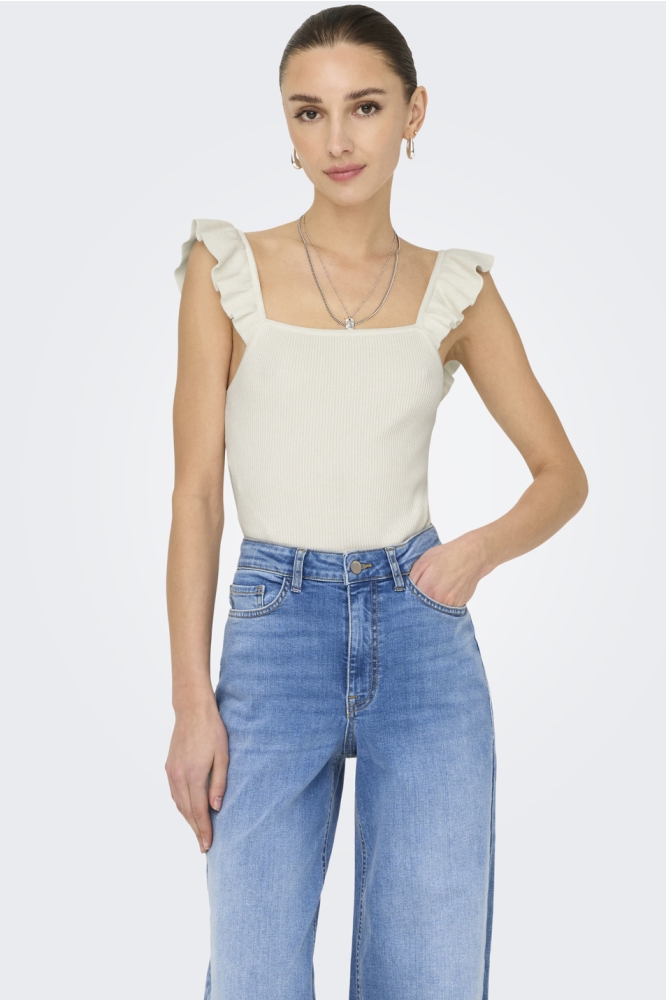 JDYNANNA S/L SQUARE NECK FRILL TOP 15351809 CLOUD DANCER
